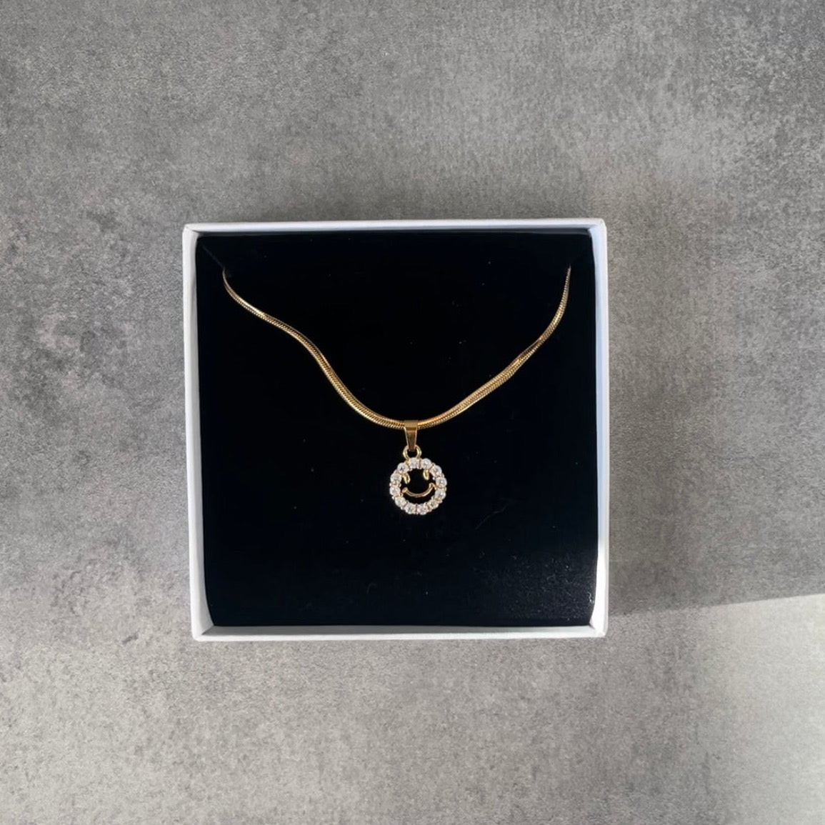 Gold Smiley Face Necklace - Cosmic Chains
