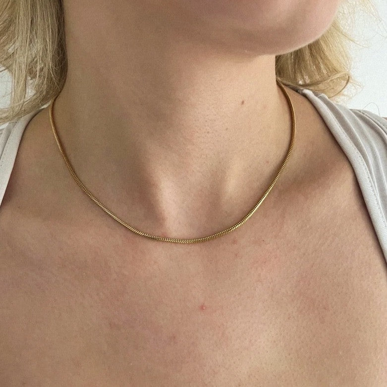 Flat Gold Snake Chain Necklalce