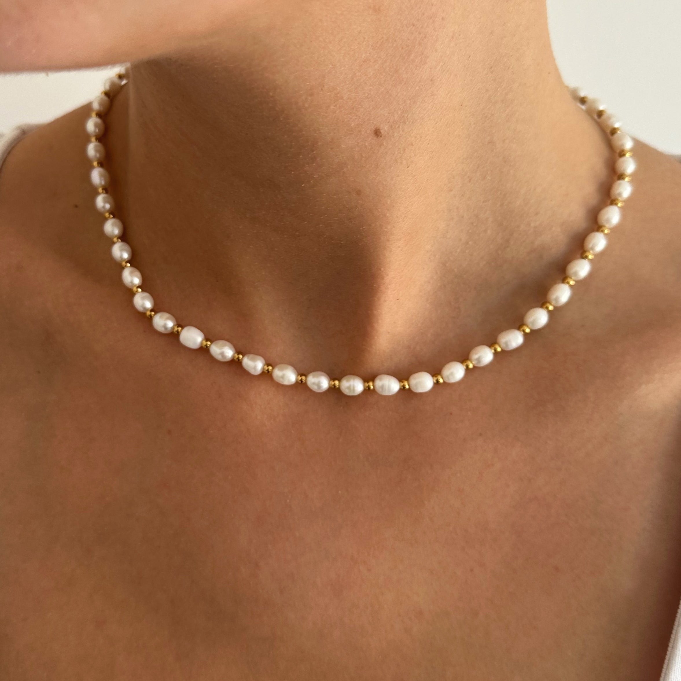 Pearl And Gold Necklace, water safe and tarnish free