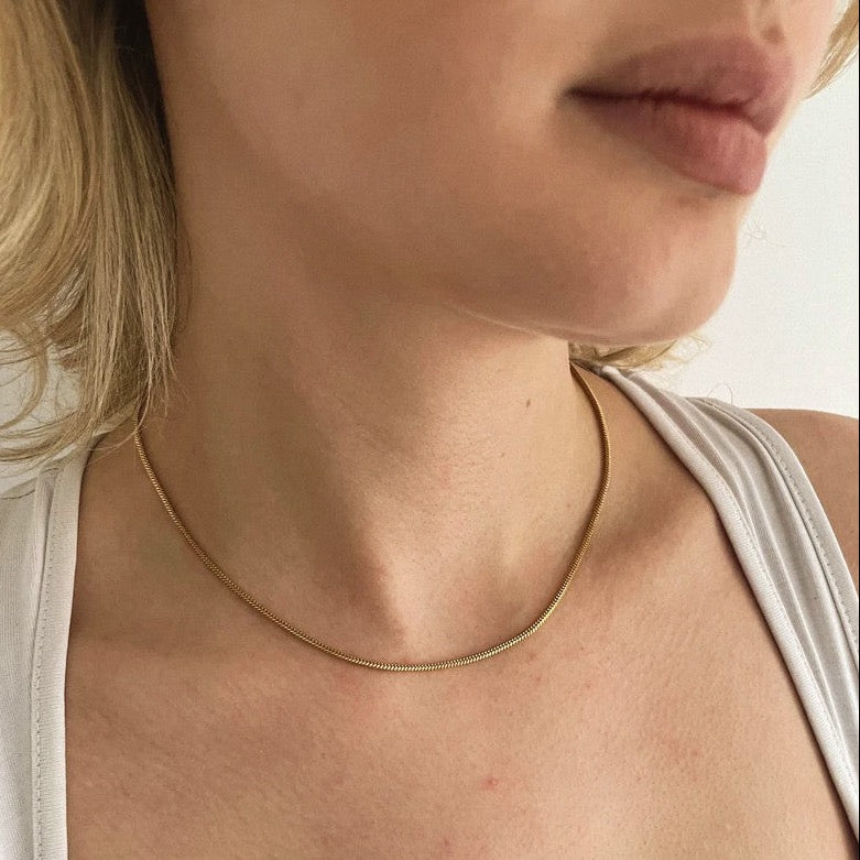 Flat Gold Snake Chain Necklalce