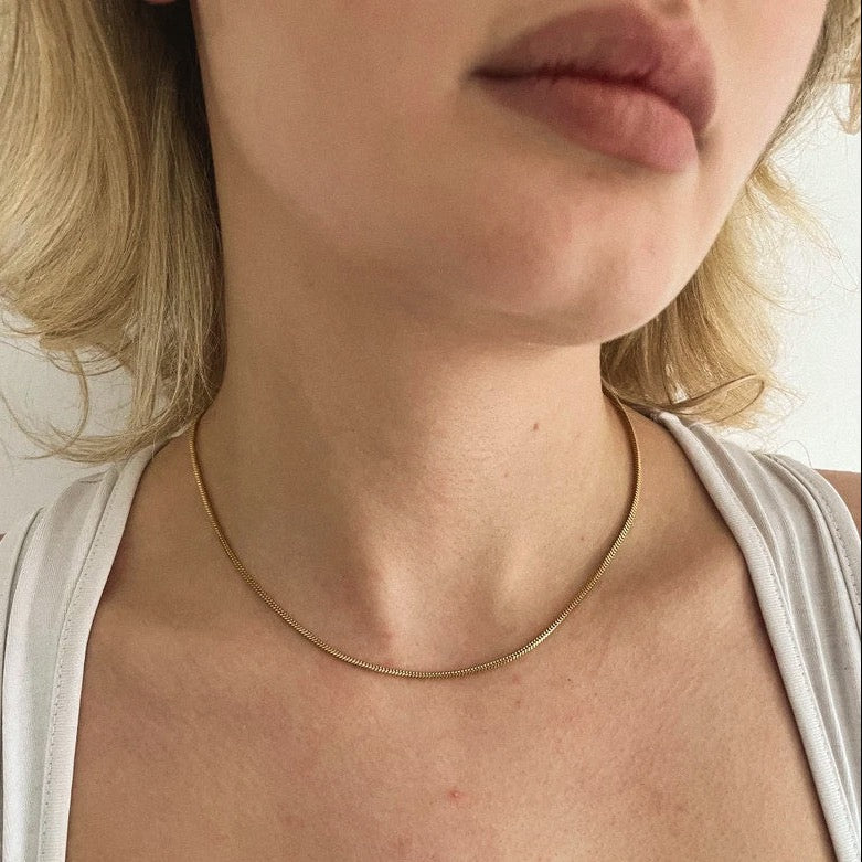 Flat Gold Snake Chain Necklalce