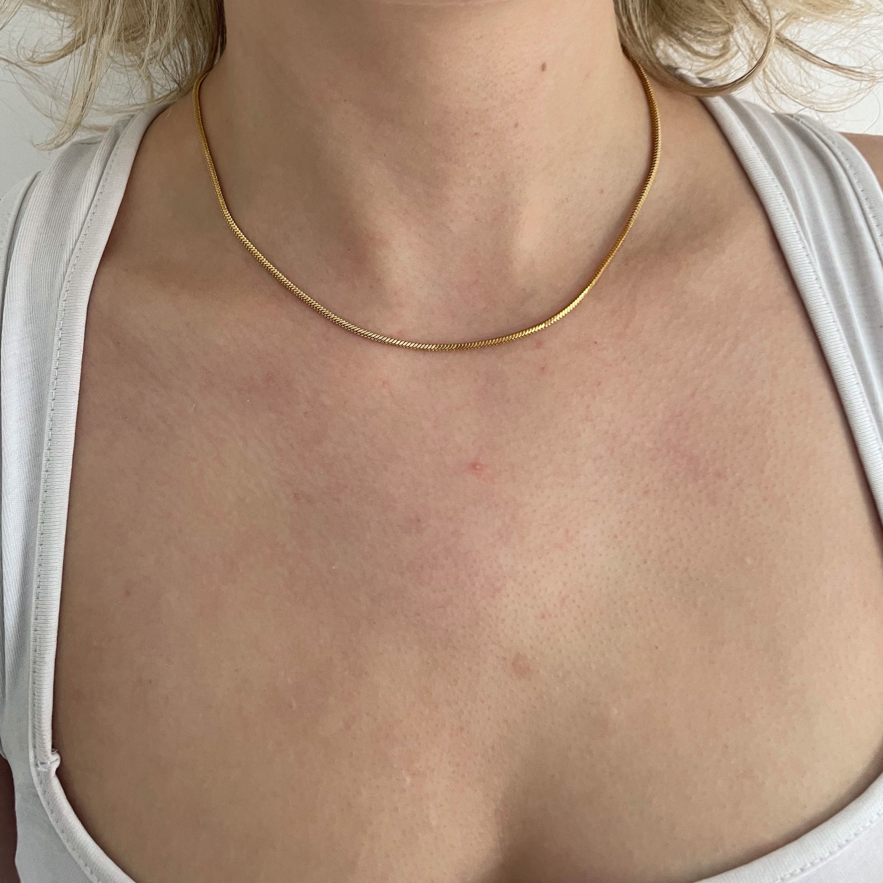 Flat Gold Snake Chain Necklalce