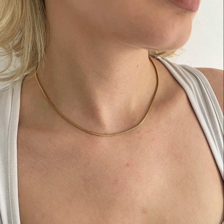 Flat Gold Snake Chain Necklalce