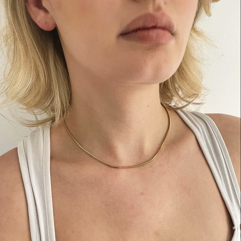 Flat Gold Snake Chain Necklalce