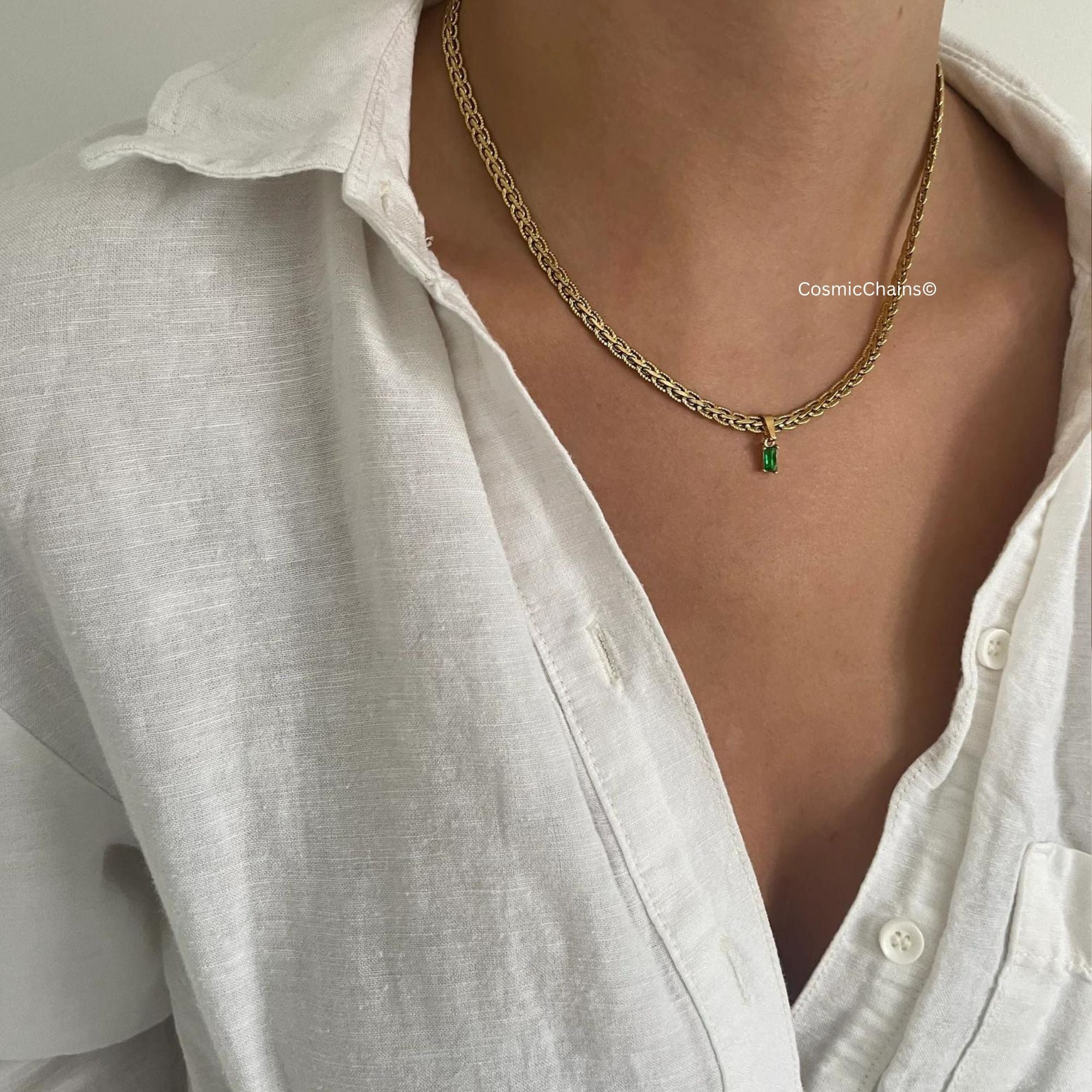 Green Gem Necklace - Cosmic Chains