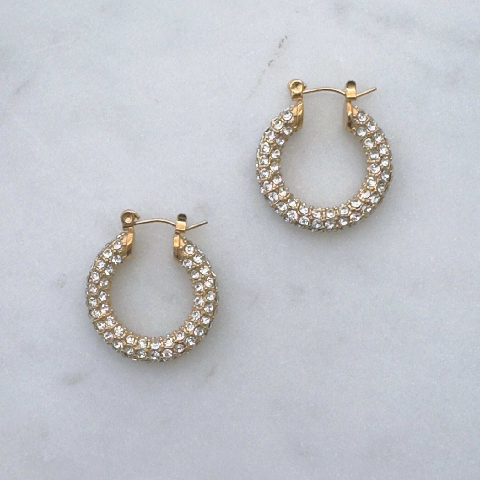 Stylish Hoop Earrings with Glittering Cubic Zirconia Accents
