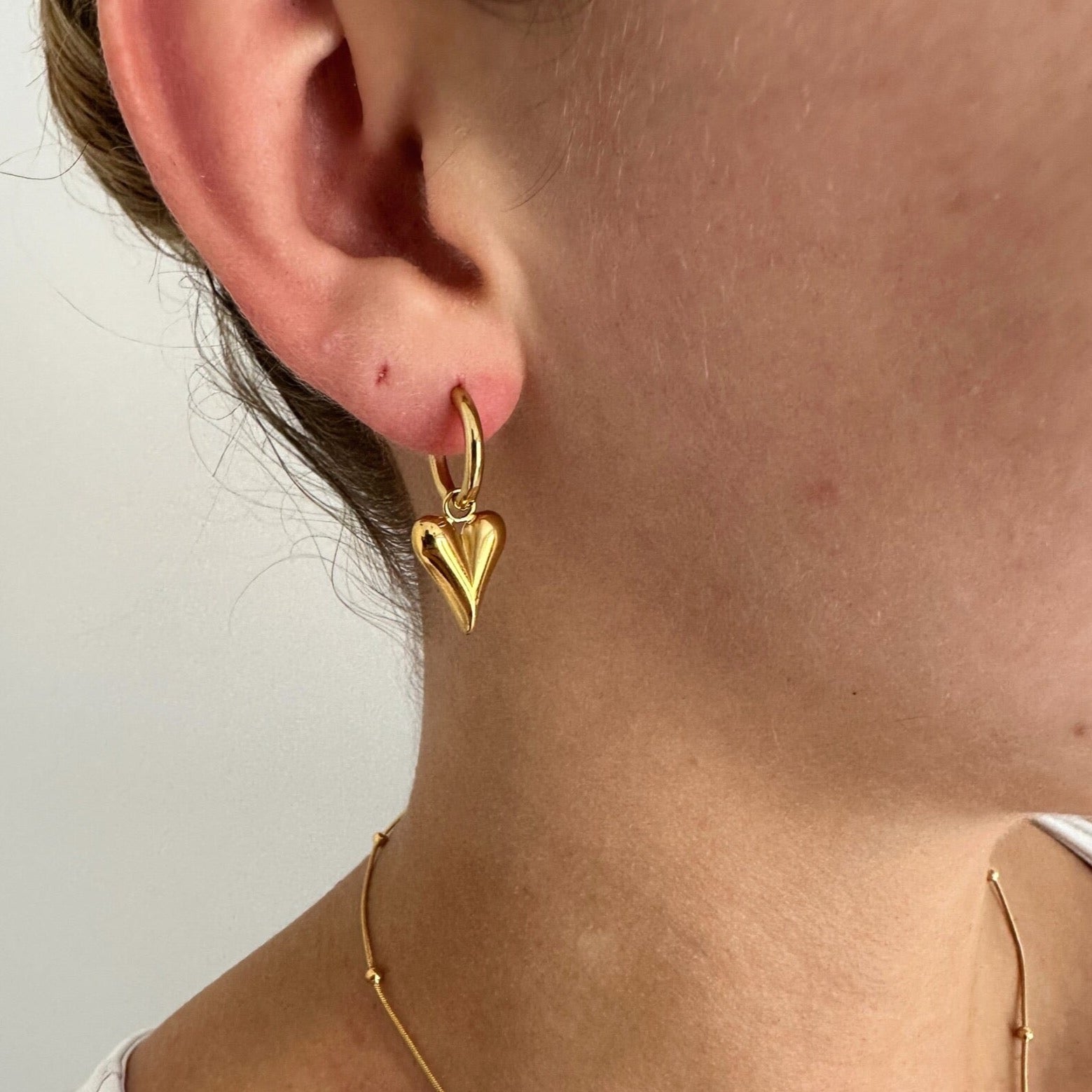Gold Heart Hoops - water safe and tarnish free