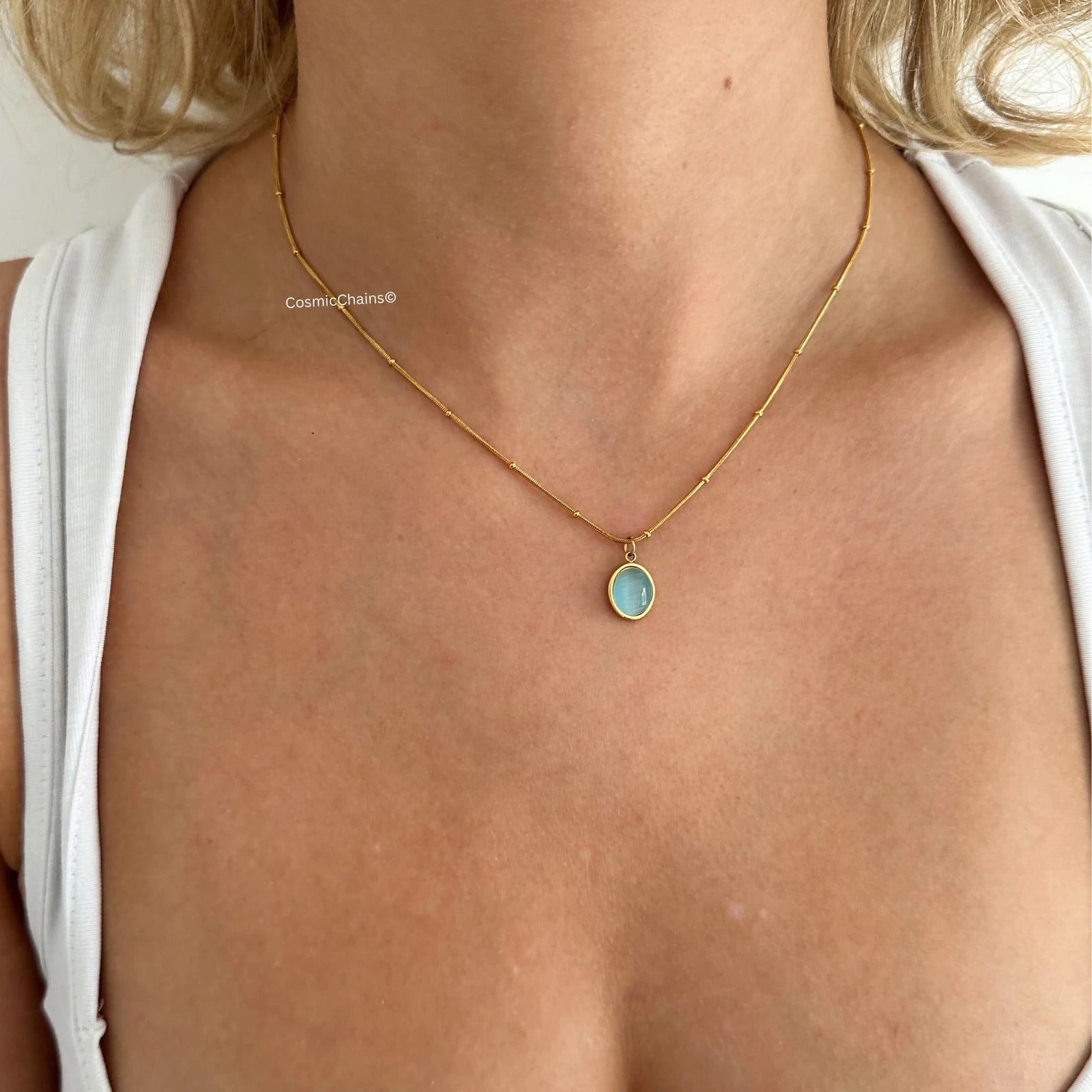 Blue Pendant Necklace - Cosmic Chains