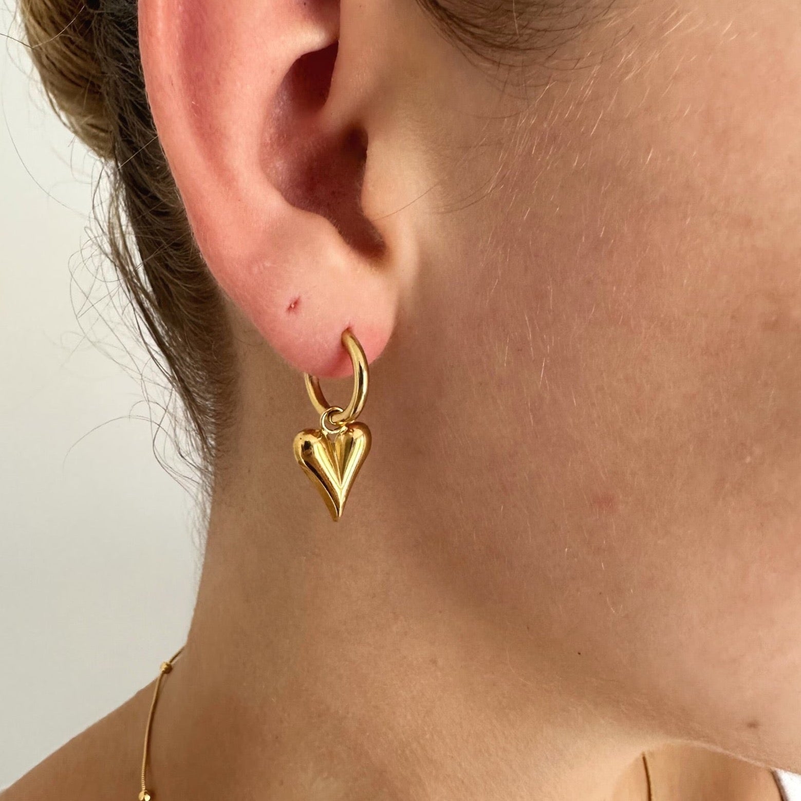Elegant Gold Heart Hoops, perfect for bridal earrings