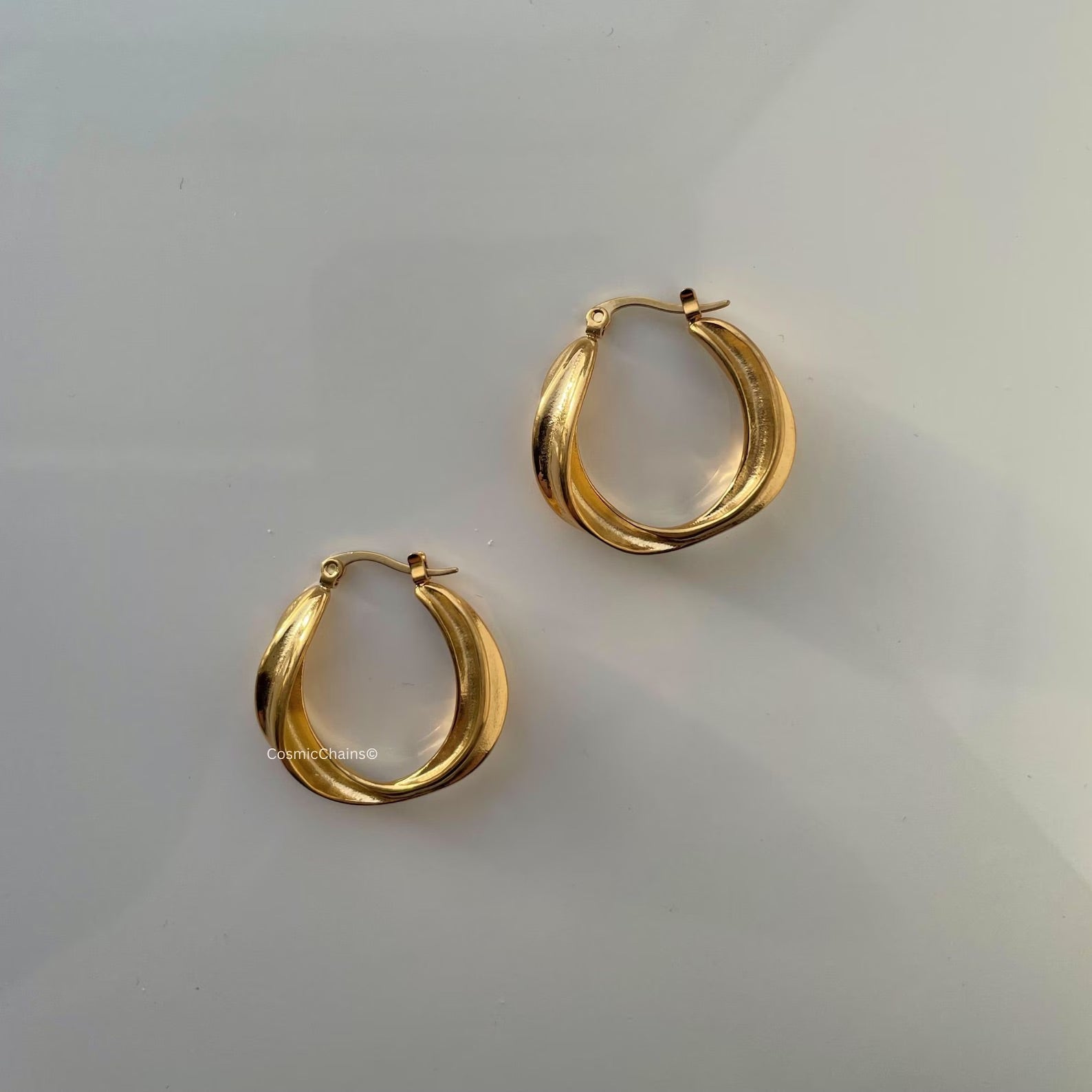 Big Gold Twisted Hoops - Cosmic Chains
