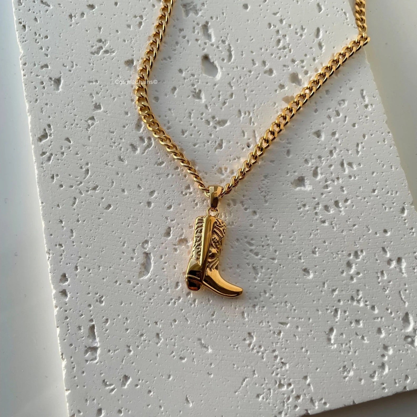 Dainty cowboy boot necklace, a subtle yet eye-catching piece that adds a hint of cowboy flair to any look