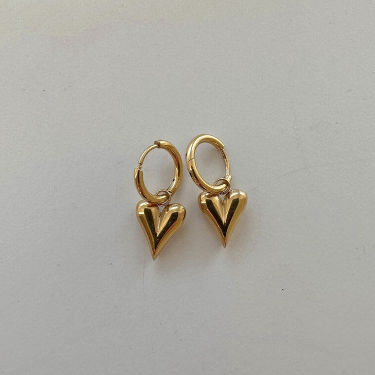 Hypoallergenic Gold Heart Hoops, stylish and safe
