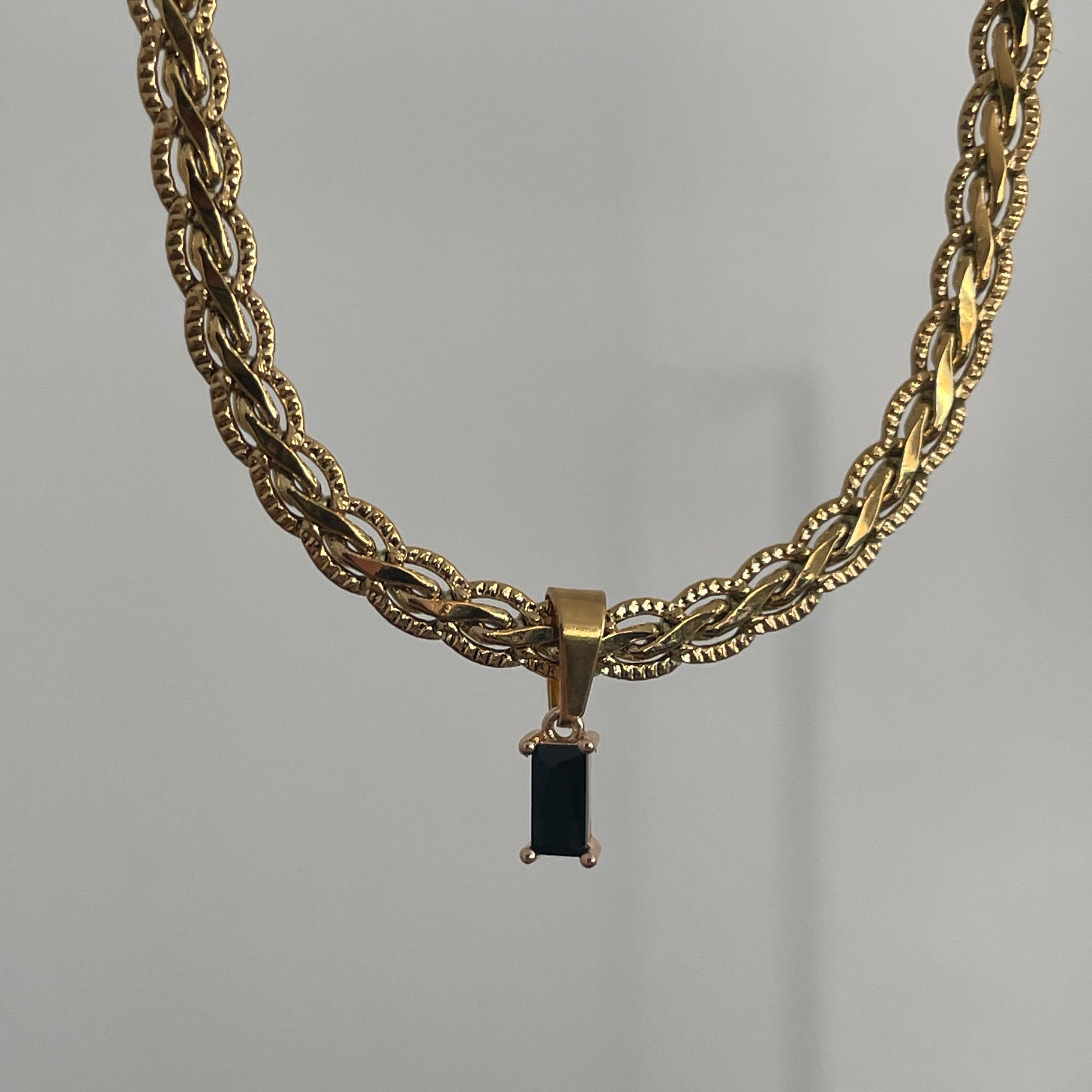Black Gem Necklace - Cosmic Chains