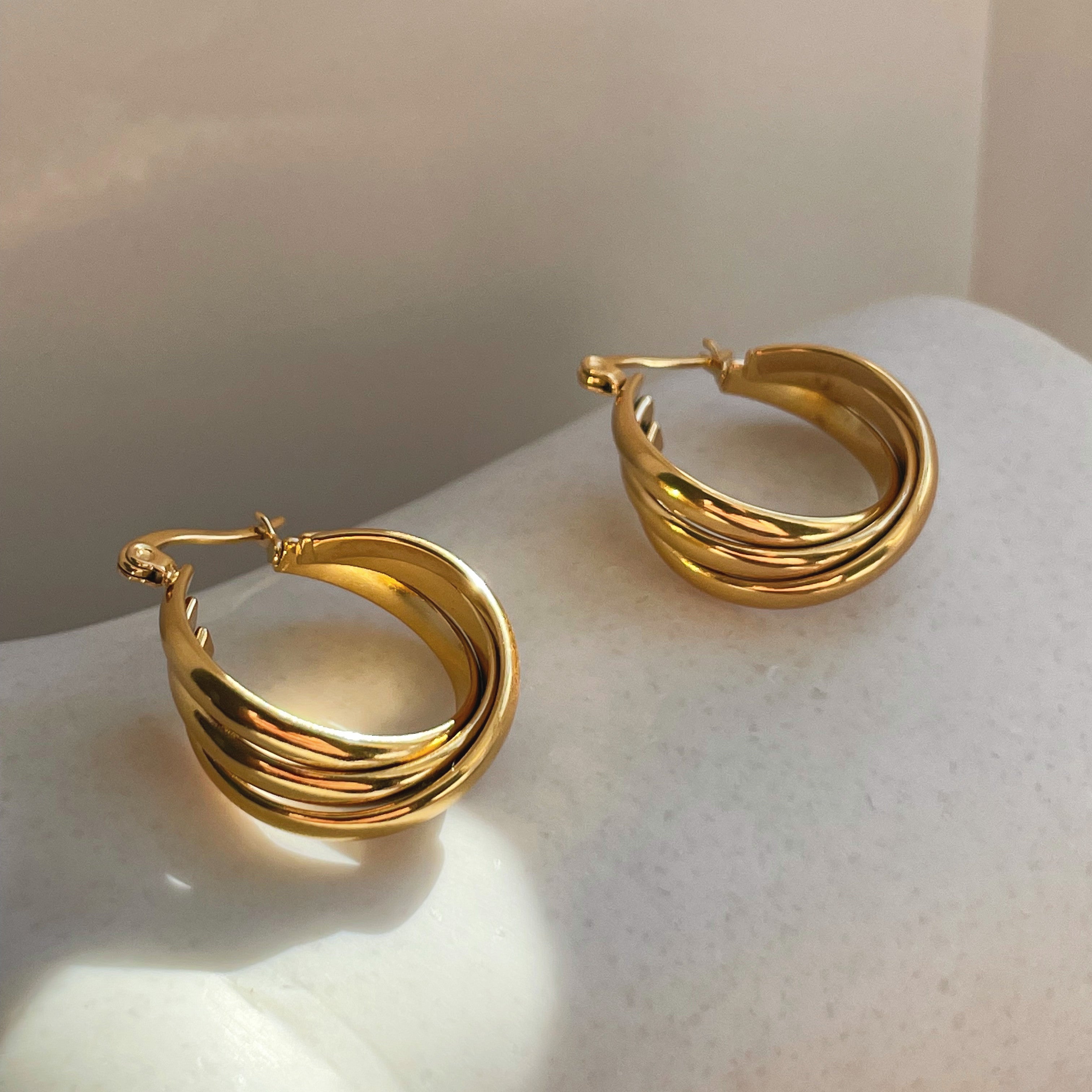 Gold Twist Hoops - Cosmic Chains 