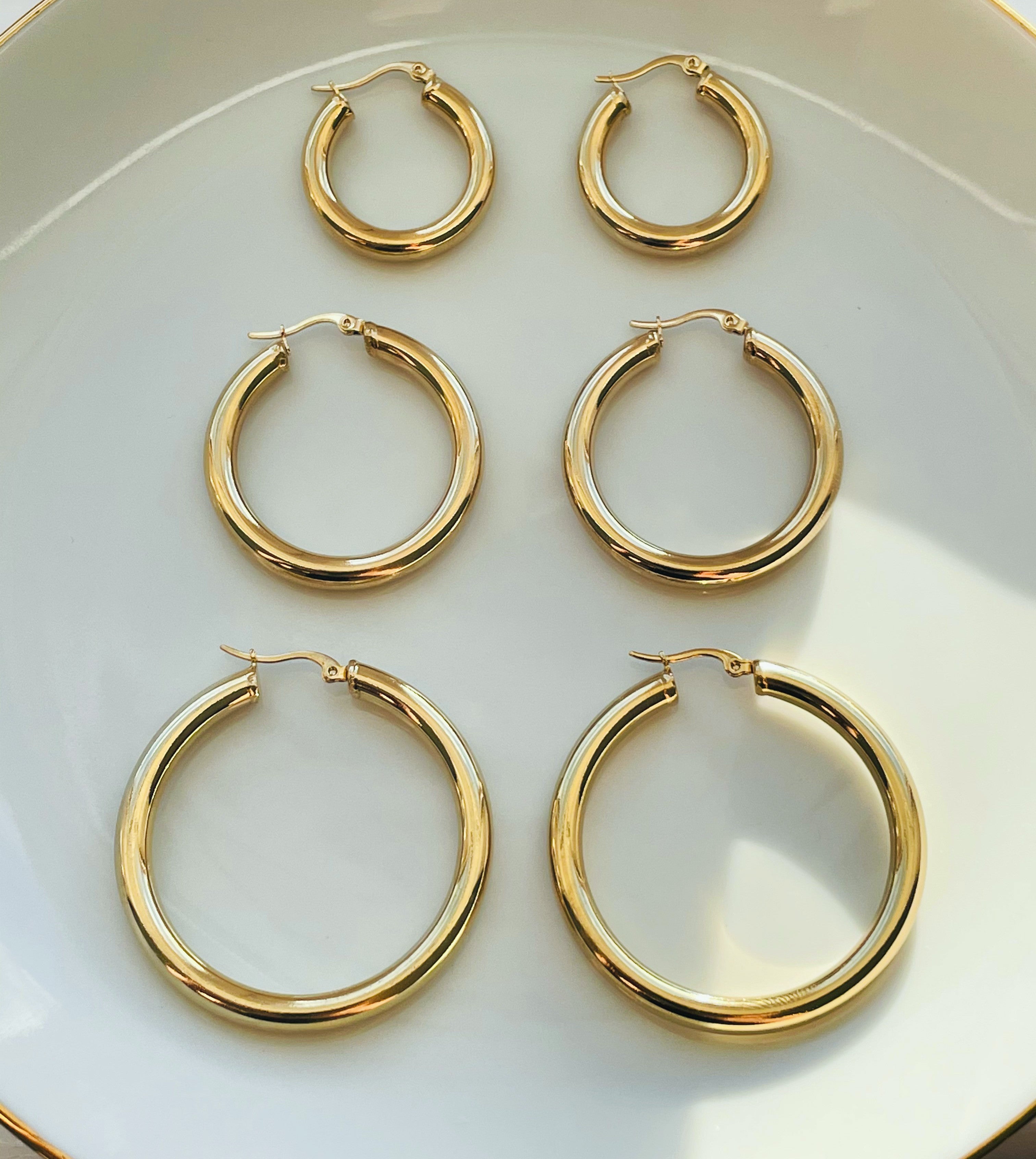 Stylish Hollow Gold Hoop Earrings
