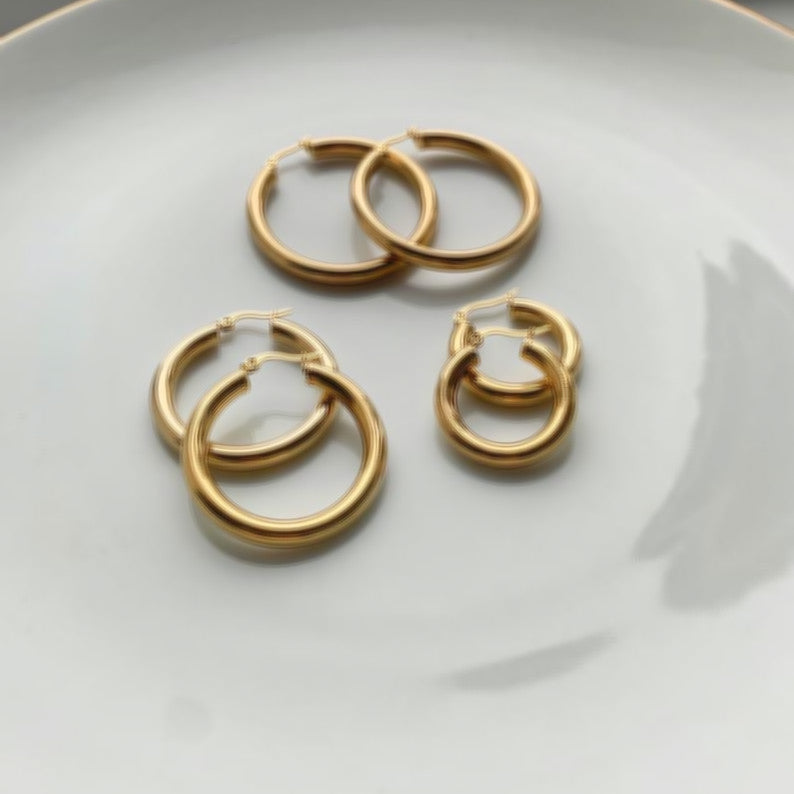 Gold Chunky Hoops - Cosmic Chains