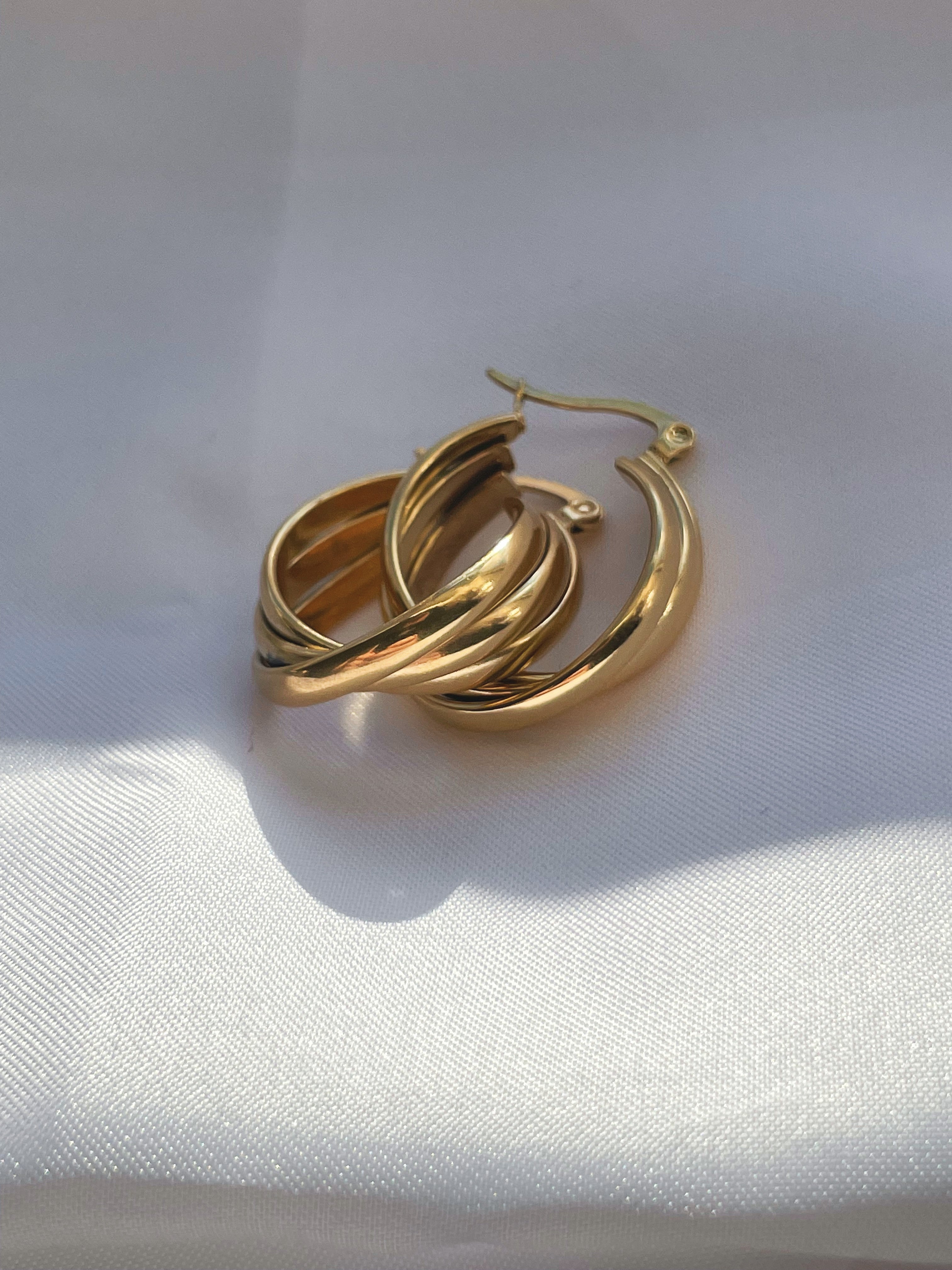 Gold Twist Hoops - Cosmic Chains 