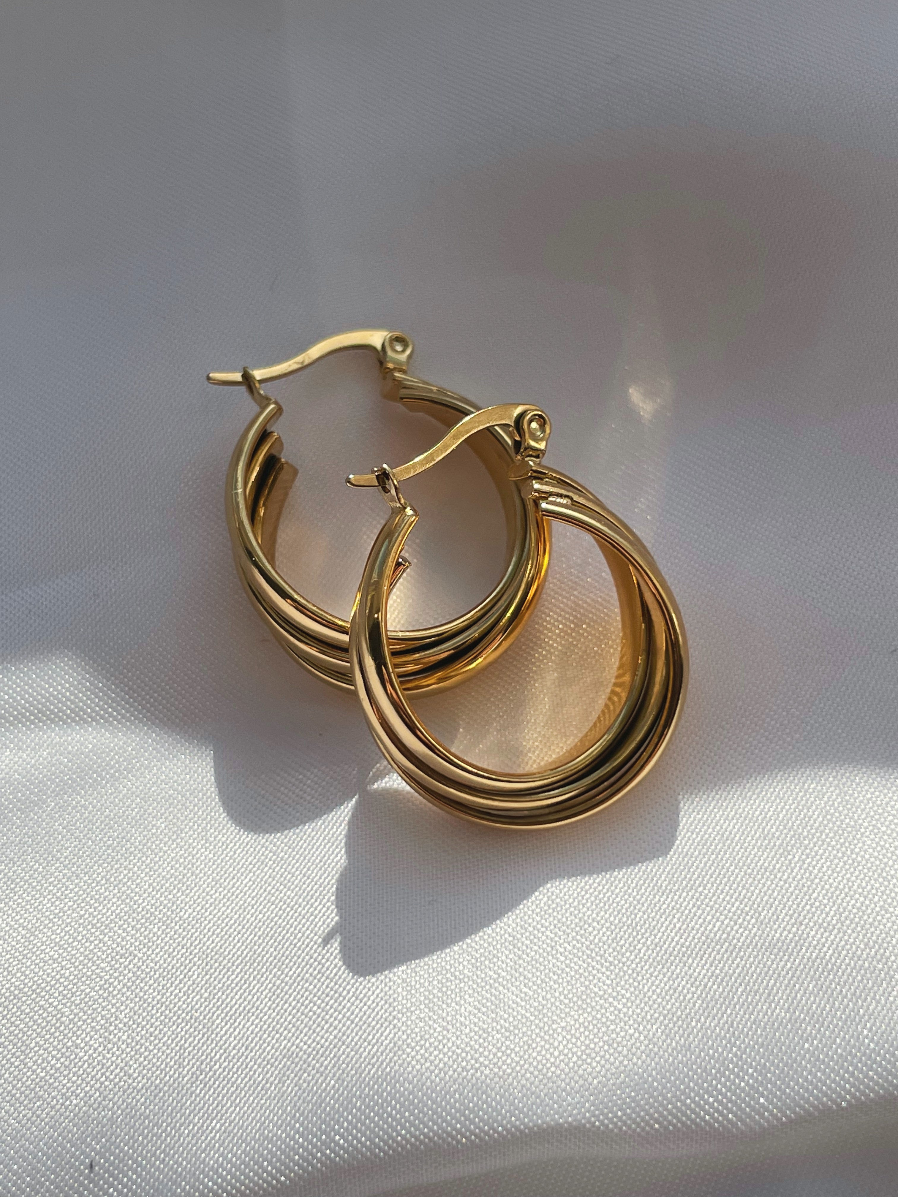 Gold Twist Hoops - Cosmic Chains 