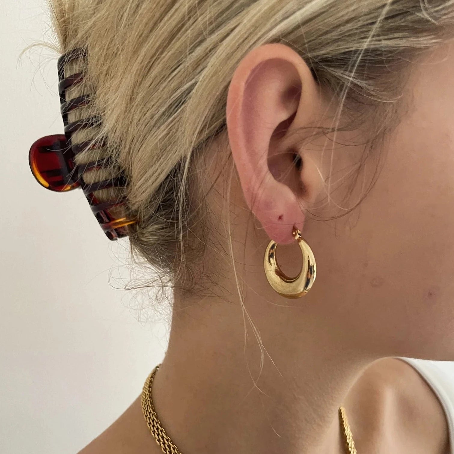Chunky Gold Hoops Earrings 