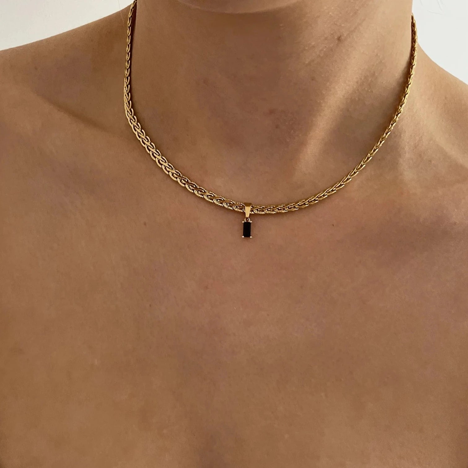 Black Gem Necklace - Cosmic Chains