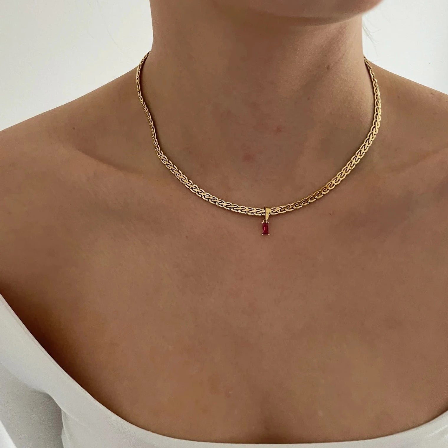 Red Gem Necklace - Cosmic Chains