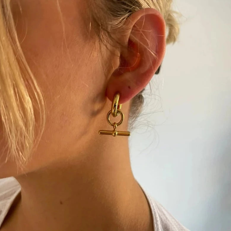 Fashionable T-Bar Earrings - Tarnish Resistant