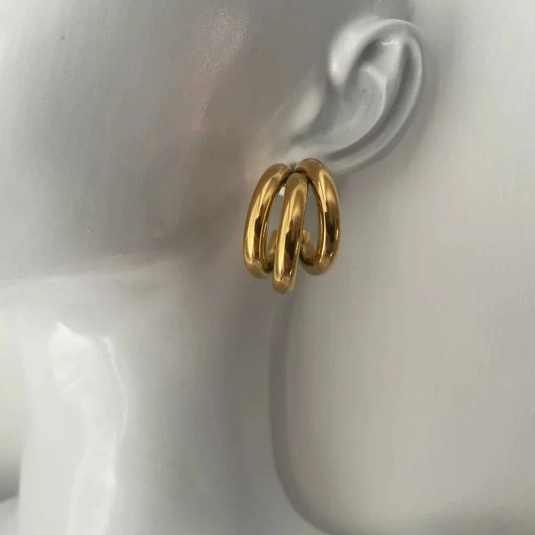 Chic Triple Hoop Gold Earrings for a trendy appearance