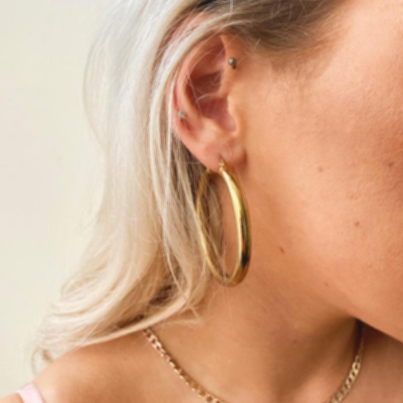 Gold Chunky Hoops - Cosmic Chains 