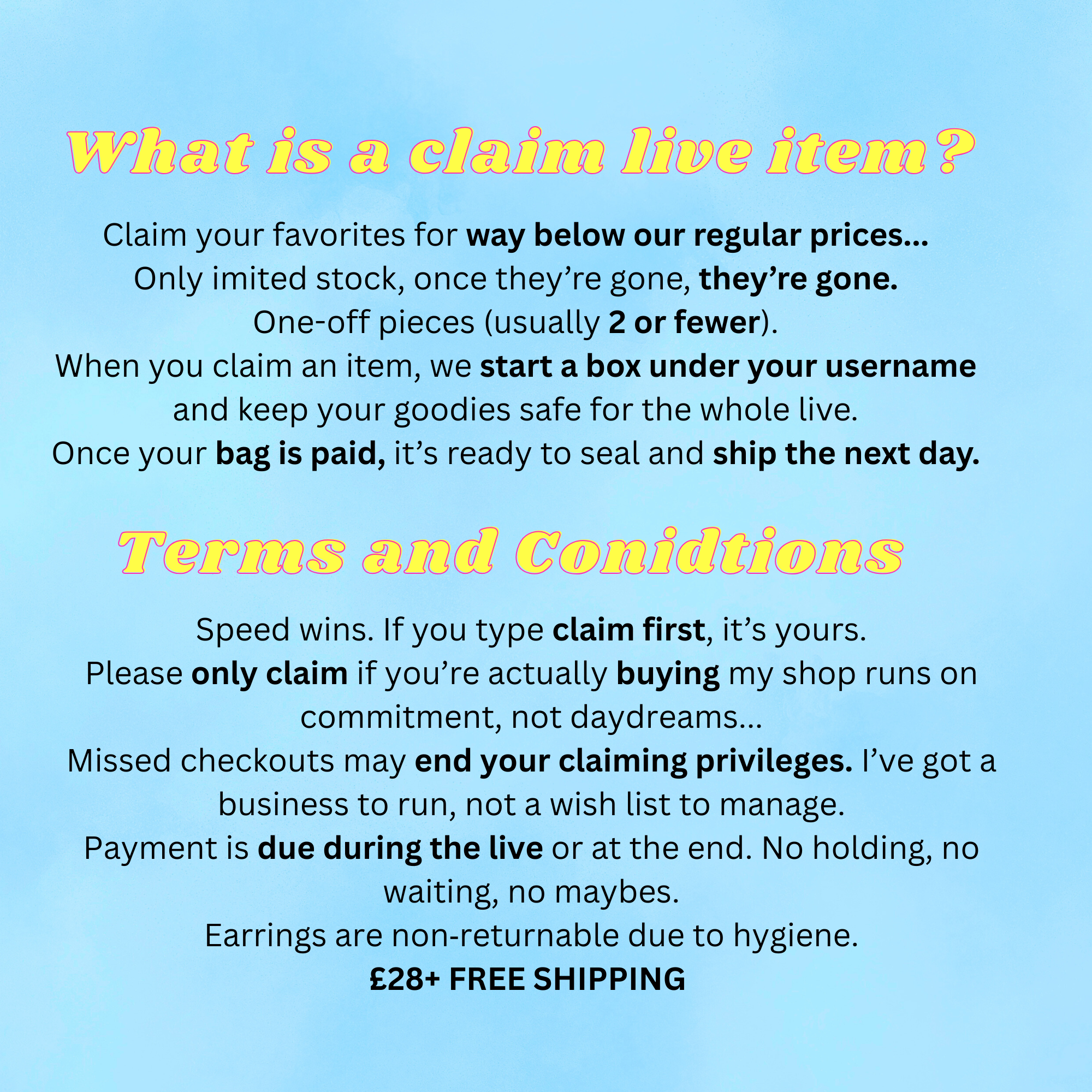 CLAIM LIVE £14 ITEM