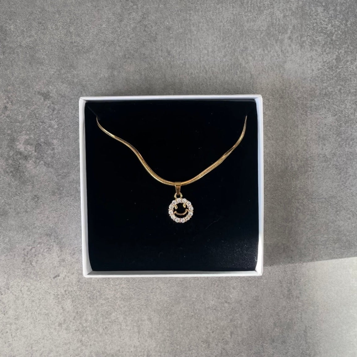 Gold Smiley Face Necklace - Cosmic Chains 