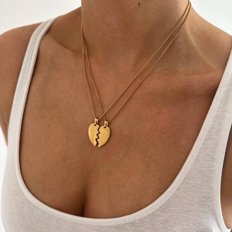 Double Statement Pendant with Heart in Two Pieces Necklace