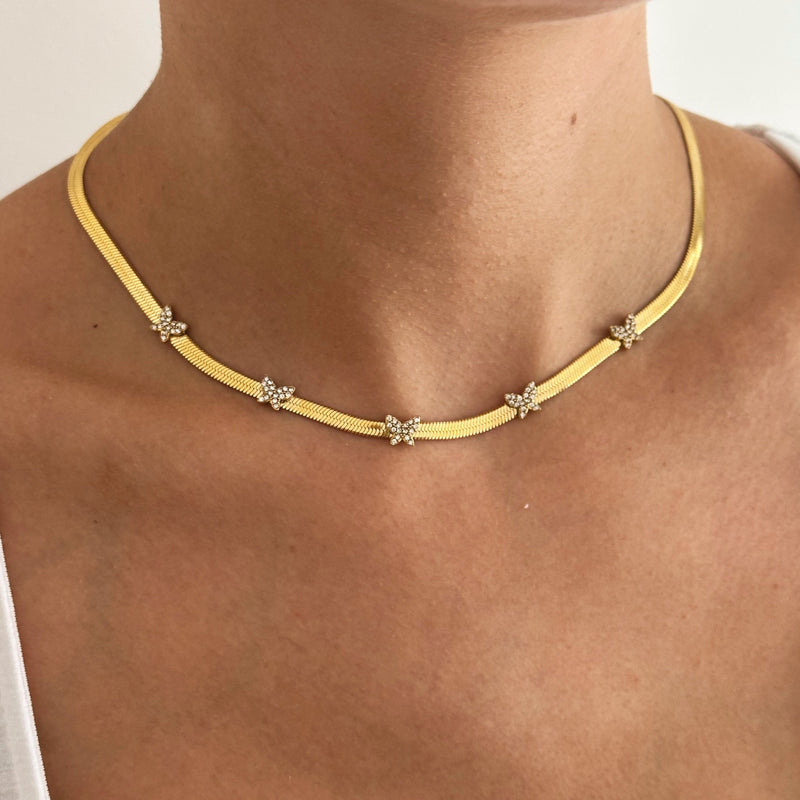 Butterfly Herringbone Necklace - Cosmic Chains 