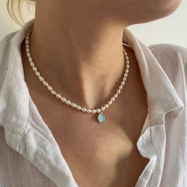 Aqua Pearl Necklace 