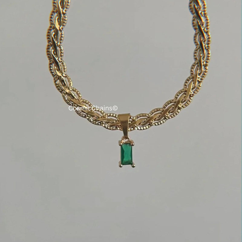 Green Gem Necklace - Cosmic Chains 