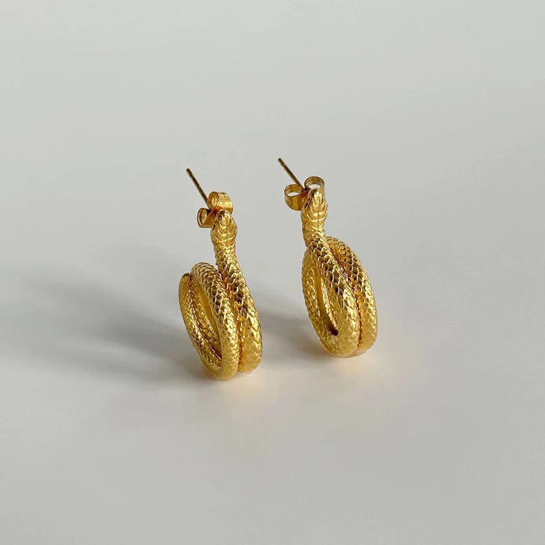 Gold Snake Hoop Earrings