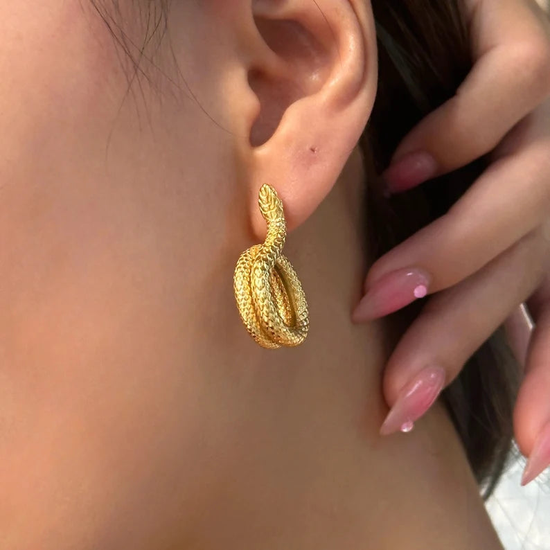 Gold Snake Hoop Earrings