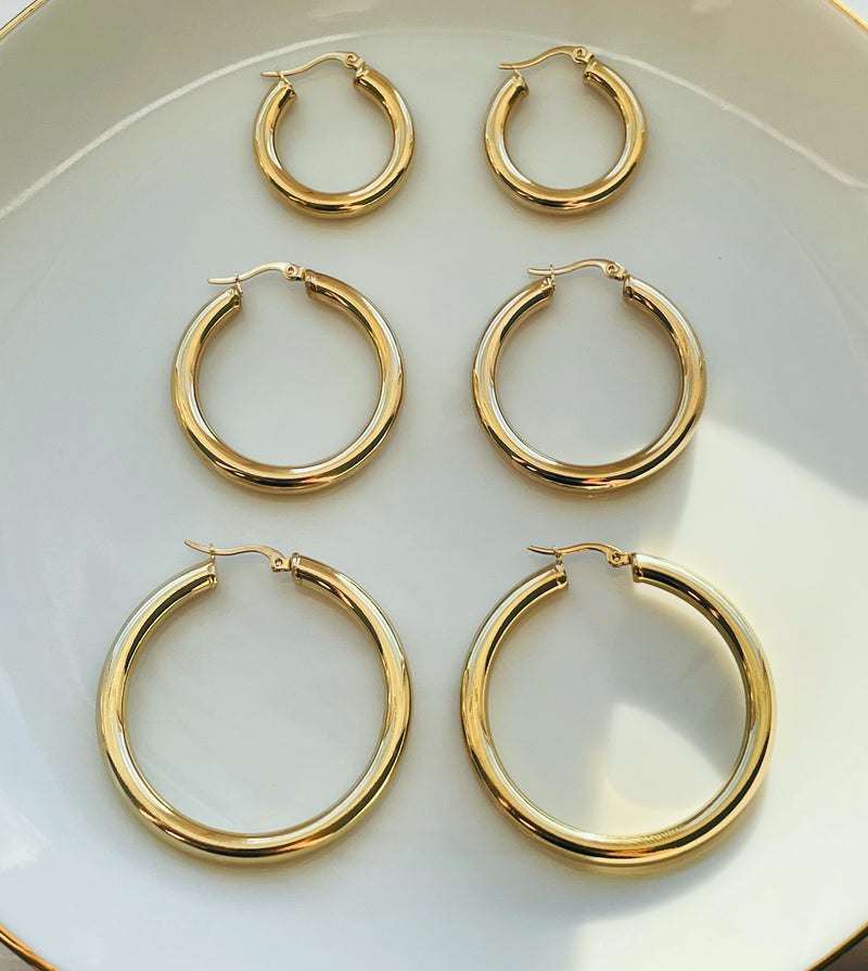 Gold Chunky Hoops - Cosmic Chains 