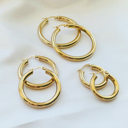 Gold Chunky Hoops - Cosmic Chains 