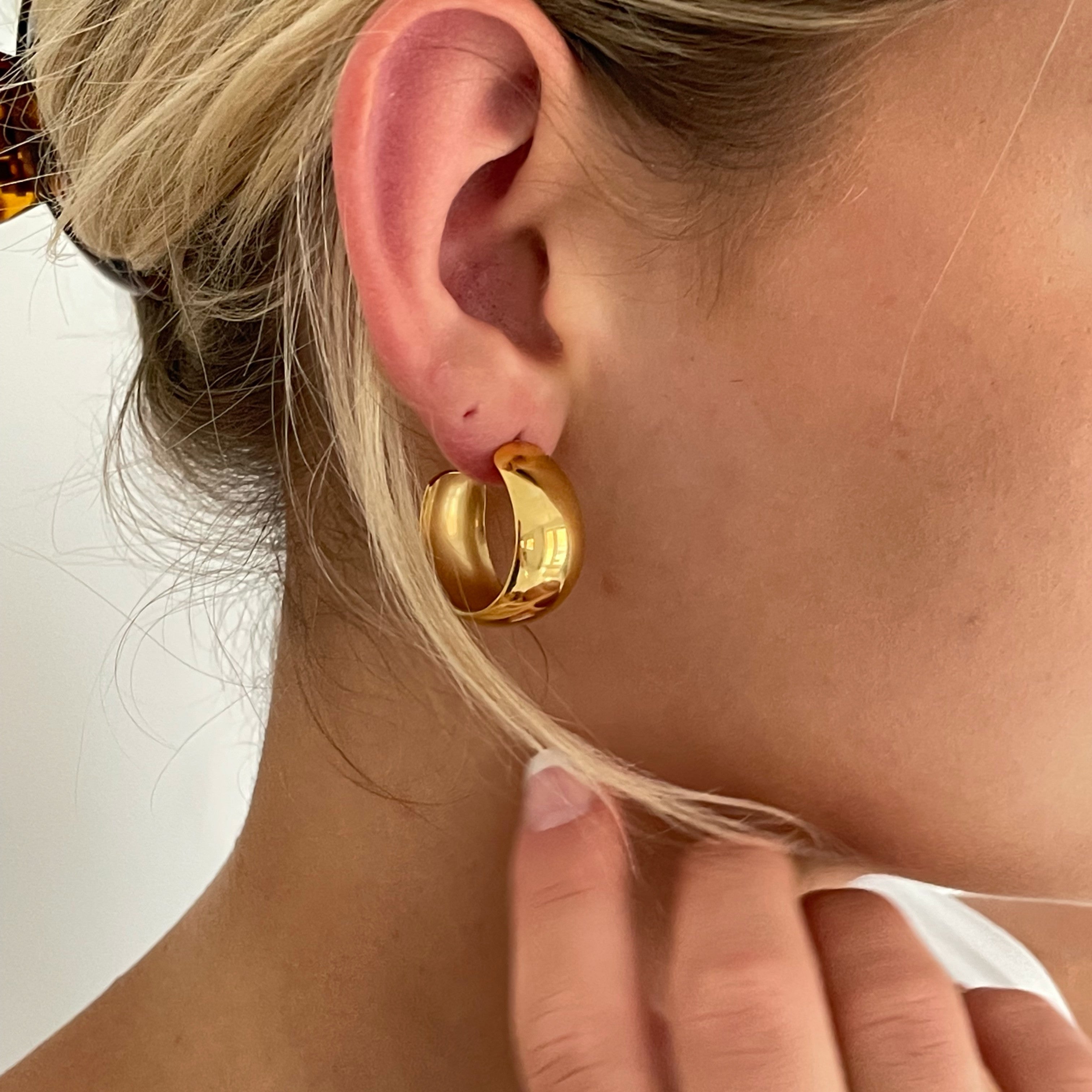 8K Gold Plated Stainless Steel Hoop Earrings
