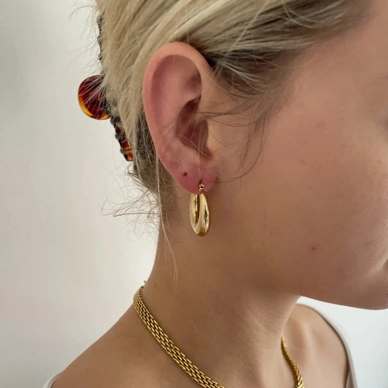 Large Chunky Hoop Earrings in Gold | Lisa Angel