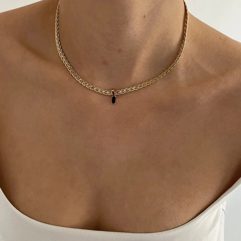 Black Gem Necklace - Cosmic Chains 