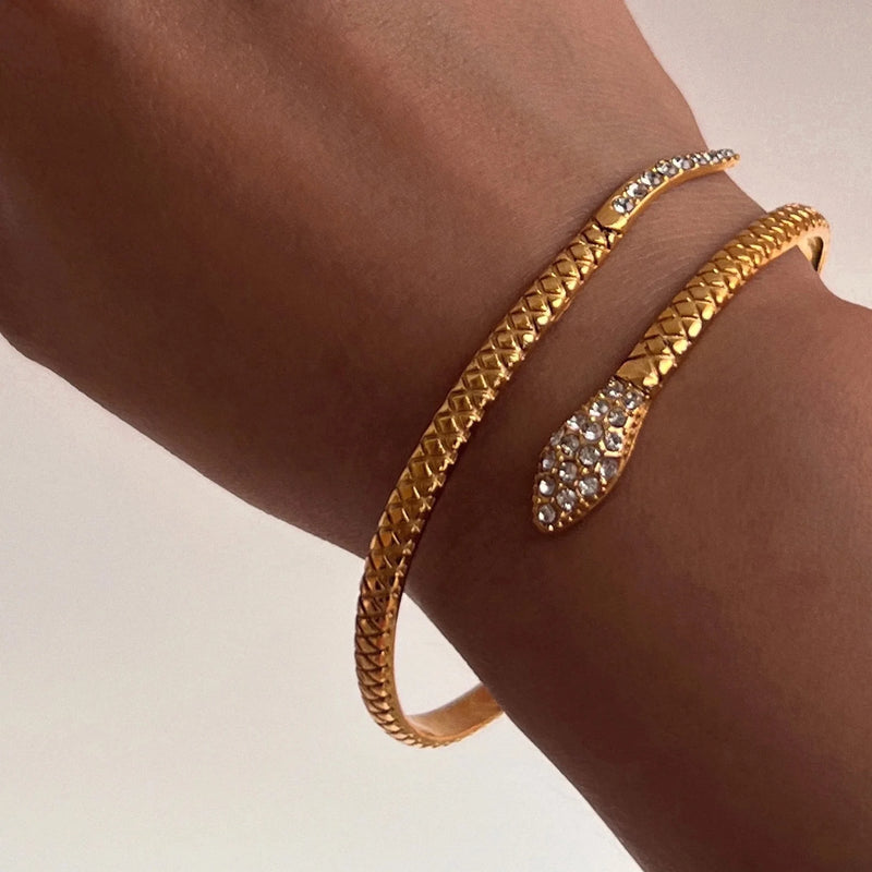 Gold Serpent Bangle - Cosmic Chains 