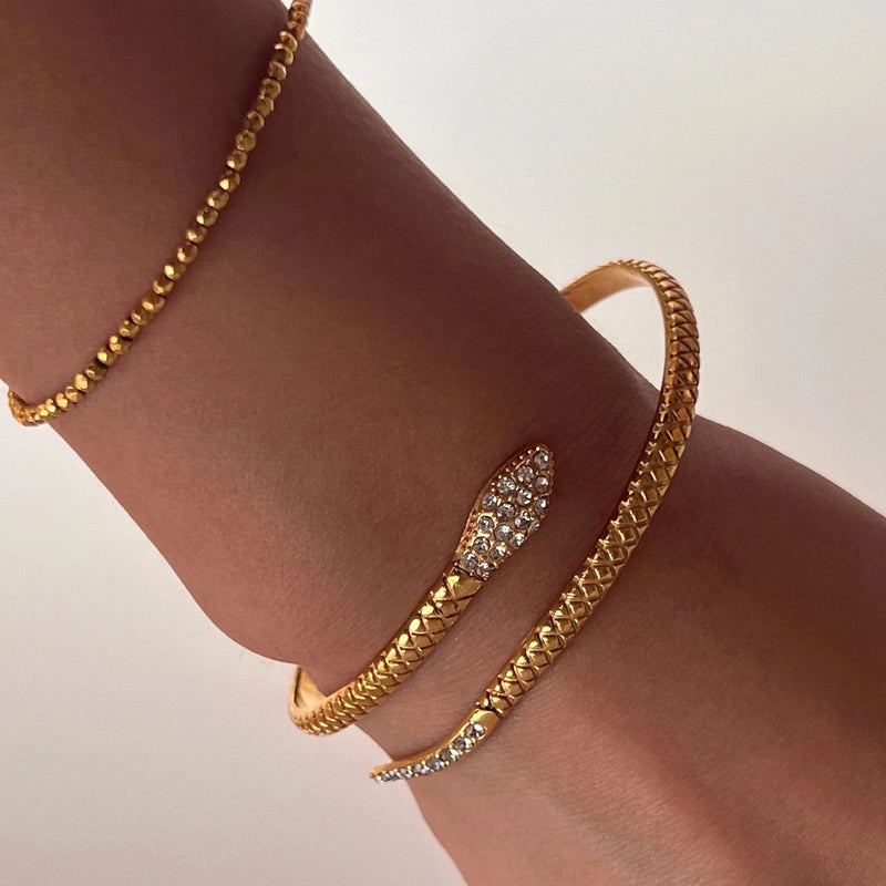 Gold Serpent Bangle - Cosmic Chains 
