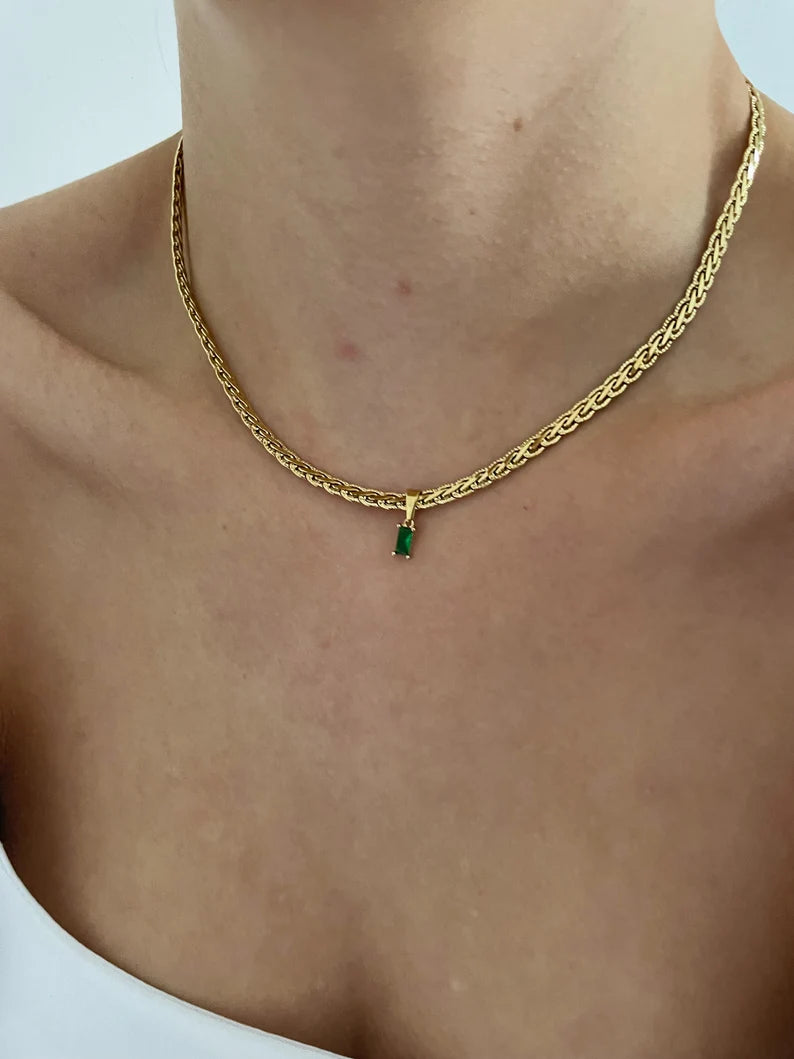 Green Emerald Necklace - Cosmic Chains 