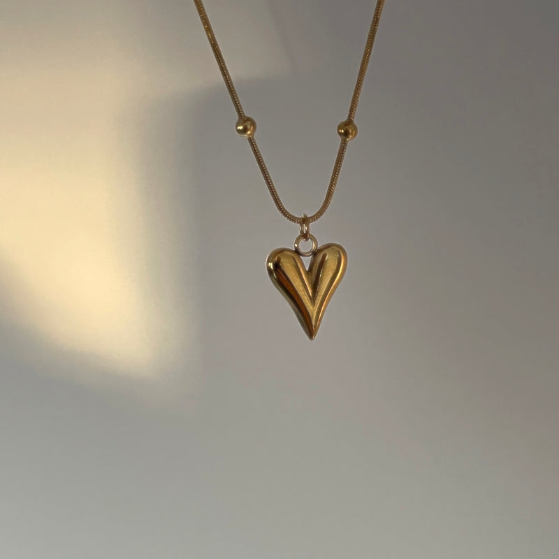 Gold Chain with Heart Statement Pendant