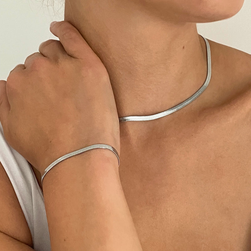 Silver Micro Herringbone Necklace – Brenda Grands Jewelry